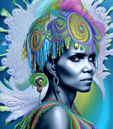 Hyperdetailed Pearlescent Portrait with Iridescent Hues