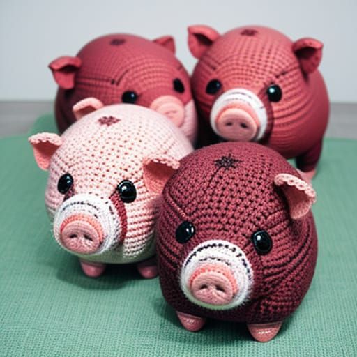 Cute Crochet Pigs in Various Poses