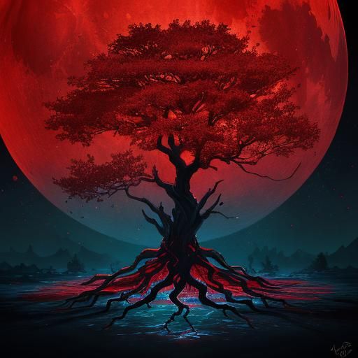 Tree of Life Under Red Moon: Splash Art