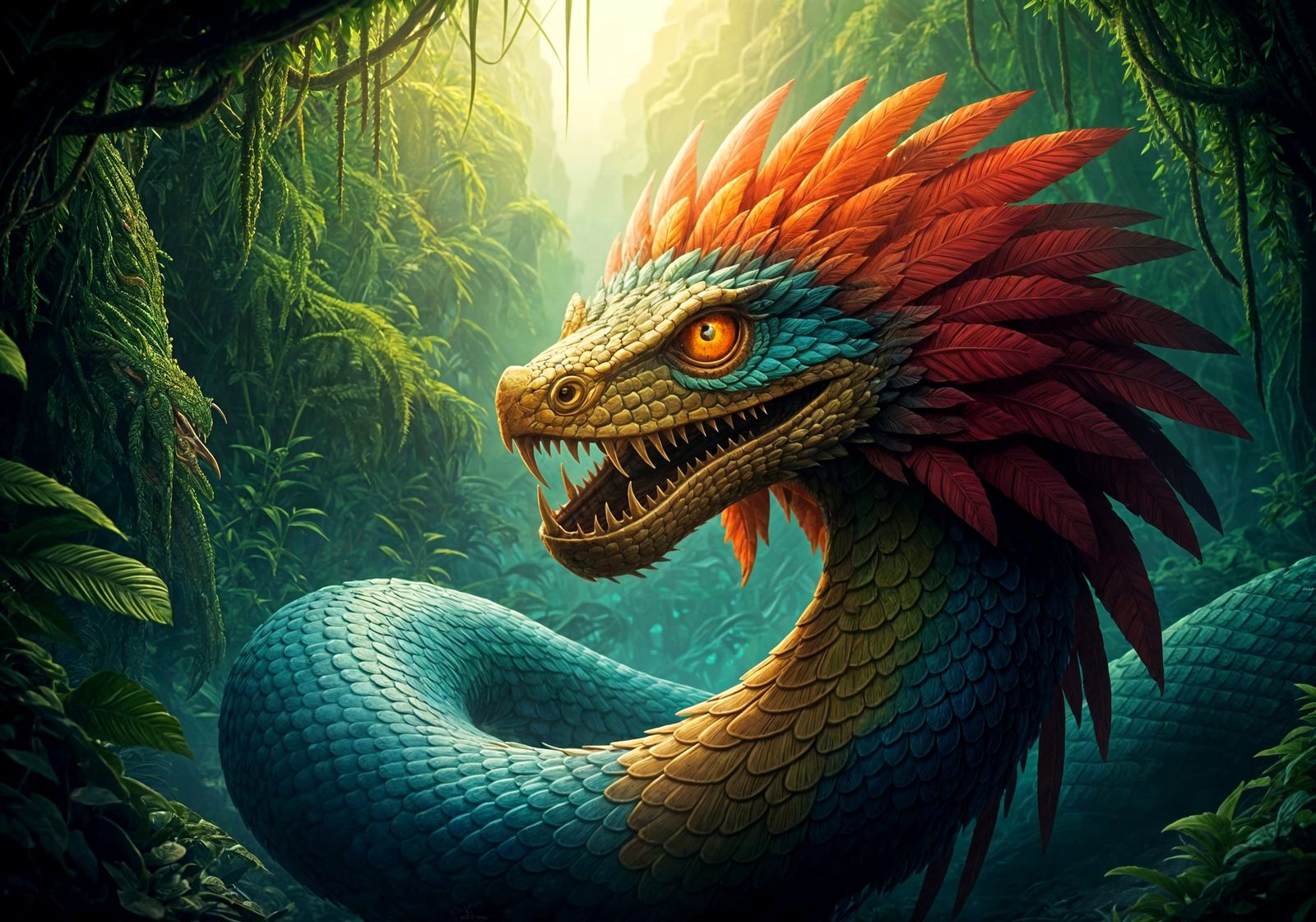 Hyperrealistic Quetzalcoatl Portrait from South American Myt...