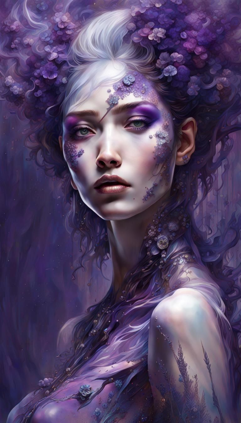 Purple Zombie Portrait in Hyperdetailed Dark Art Style