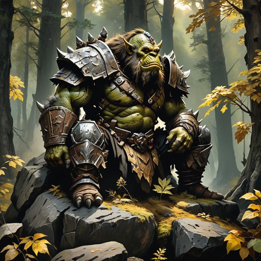 Magnificent Ork in Forest: Hyper-Realistic Concept Art