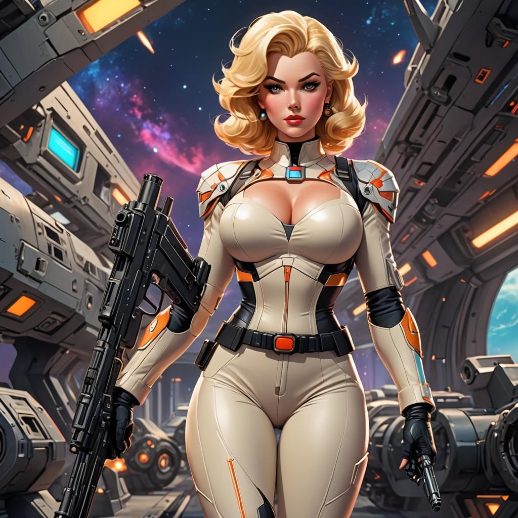 Dynamic Space Opera Heroine on Alien Planet