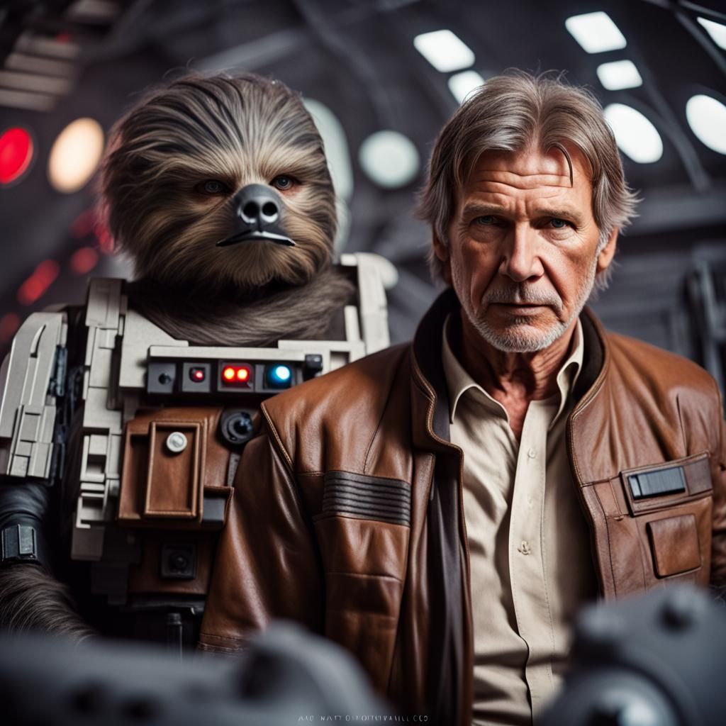 Han Solo and Millennium Falcon in Space