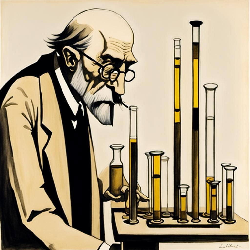 Professor in Washed Ink and Watercolor