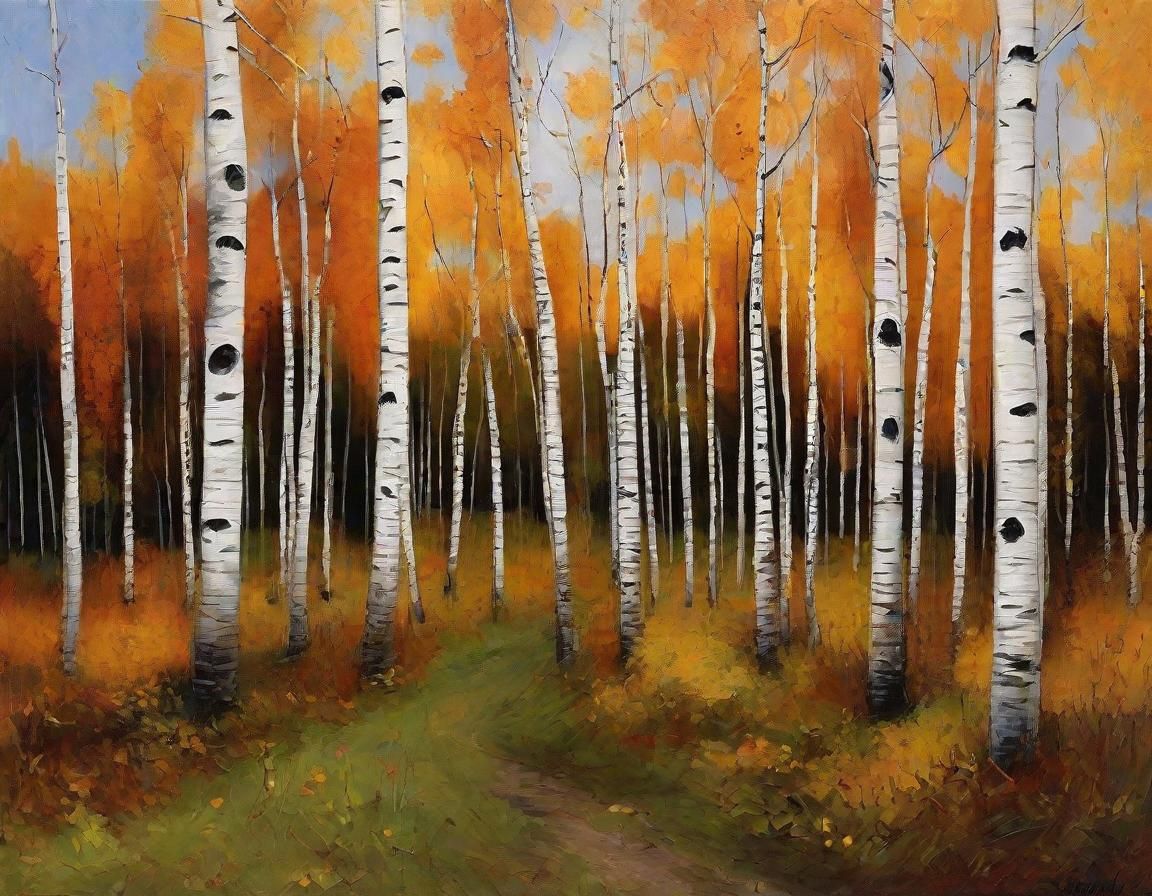 Minimalist Birches in a Natural Landscape