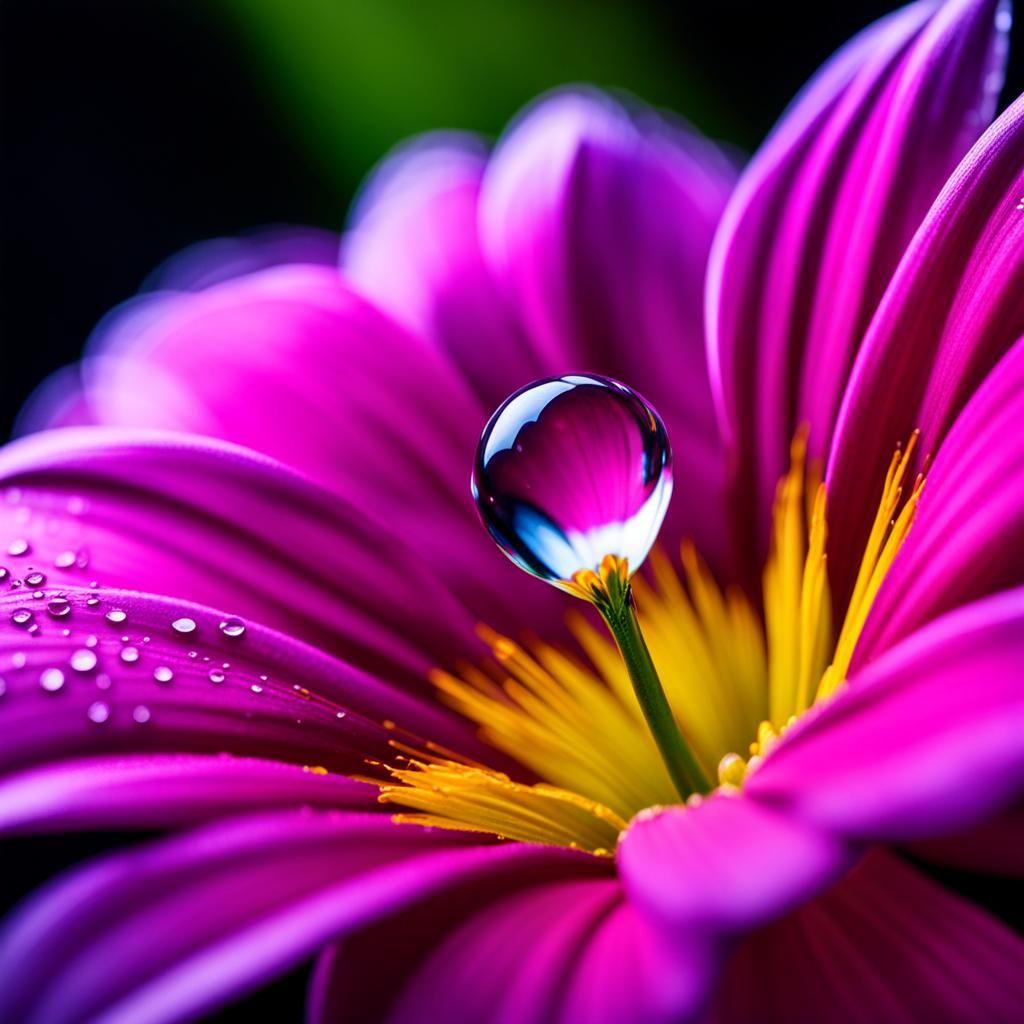 Macro Photo of Flower Petal with Water Droplets
