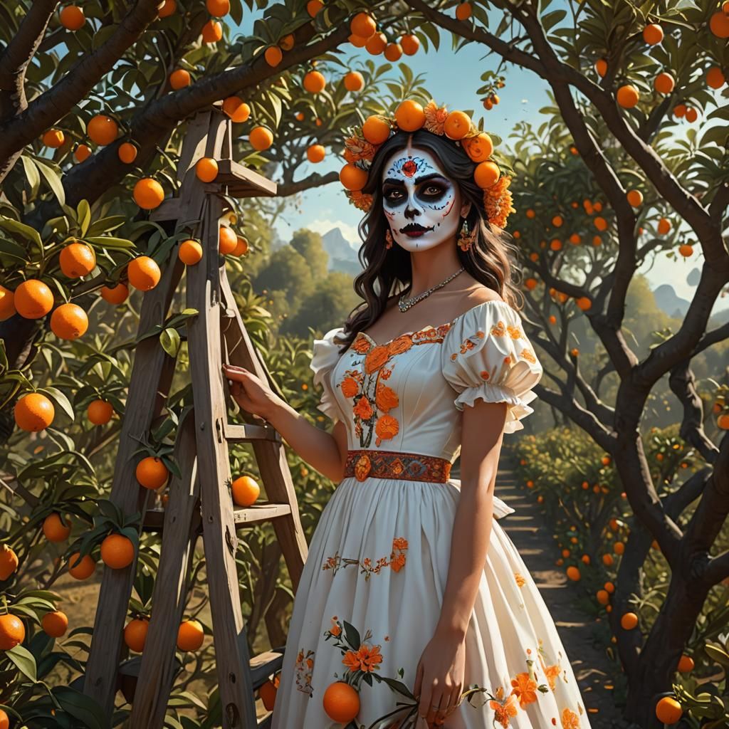 Tangerine Orchard: Día de los Muertos Fantasy Art