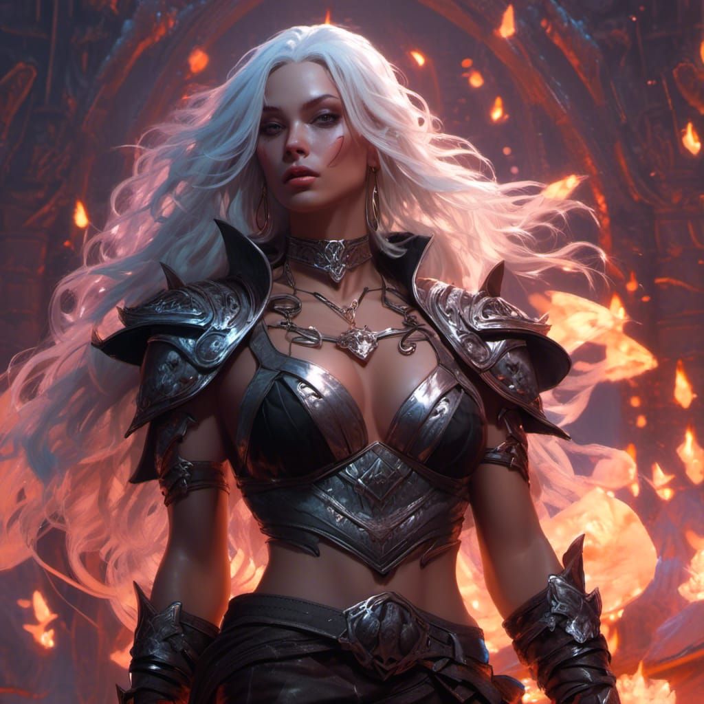 Vampire Barbarian Girl in Dark Fantasy Style