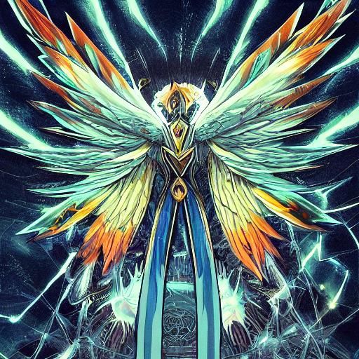 Majestic Ophanim Descends: Anime-Style Digital Art