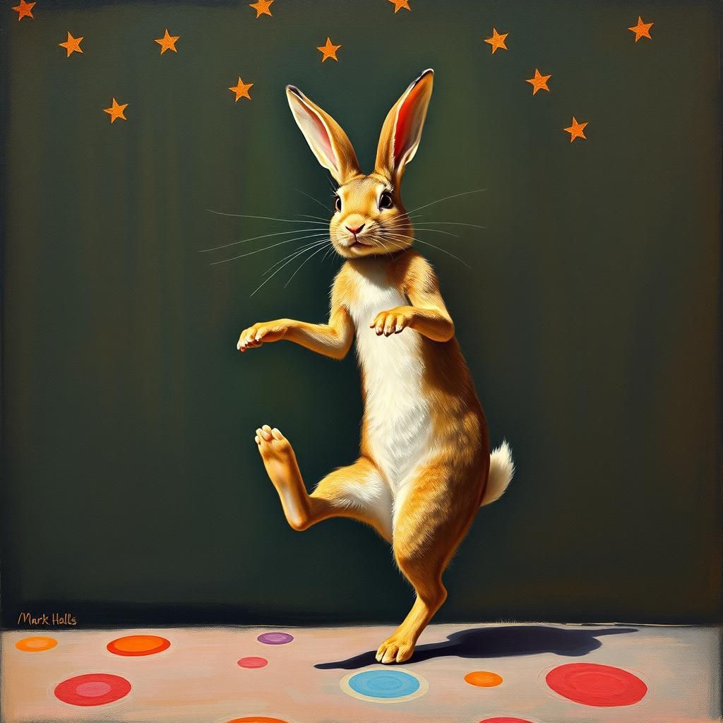 Dancing Rabbits: Abstract Expressionist-Inspired Animal Art