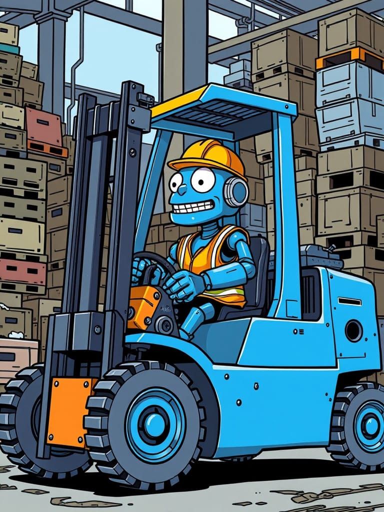 Futuristic Robot in Industrial Landscape