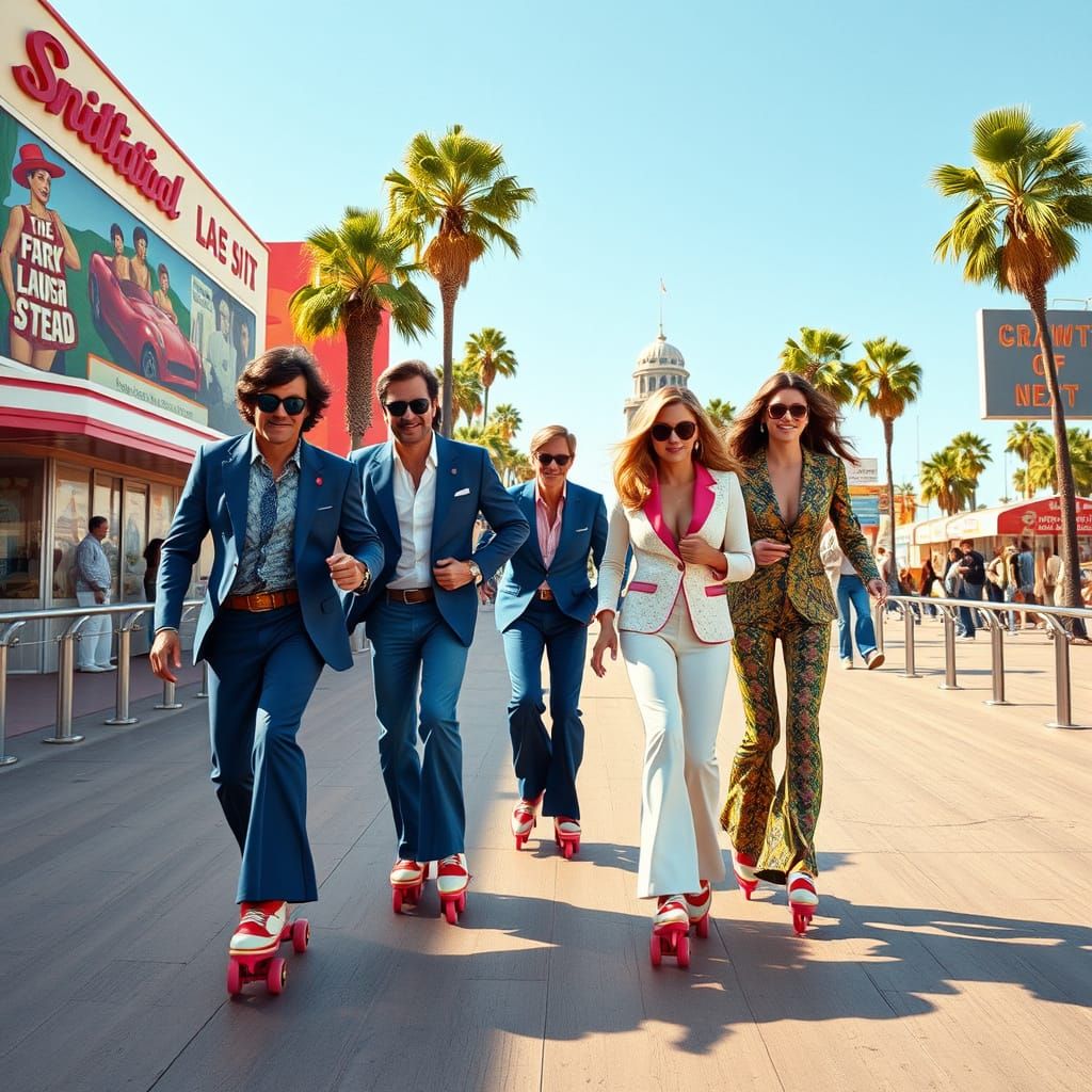 1970s LA Boardwalk Roller Skating in Retro Style