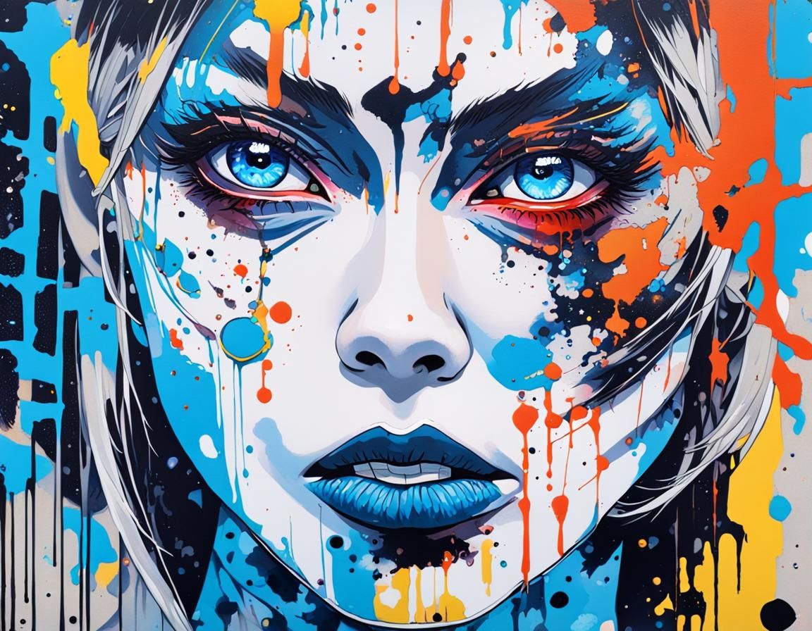 Sad Woman in Space: Ukiyo-e Graffiti Art