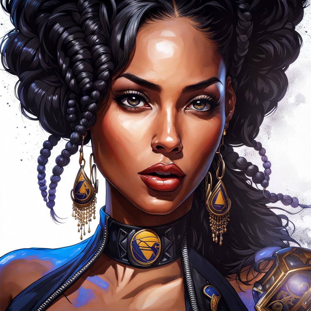 Beautiful Gothic Lakers Fan Portrait in Splash Art