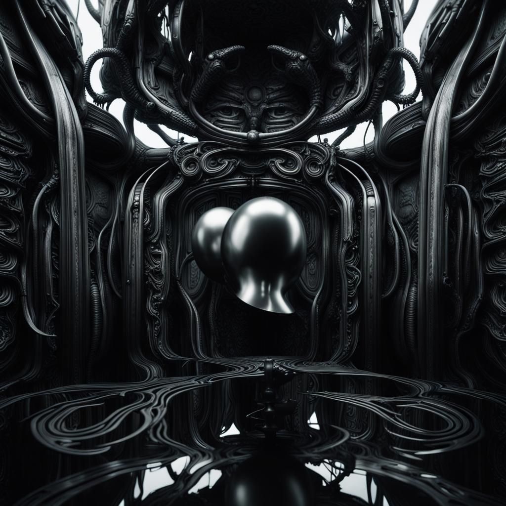 Dark Sci-Fi Portrait in HR Giger Style