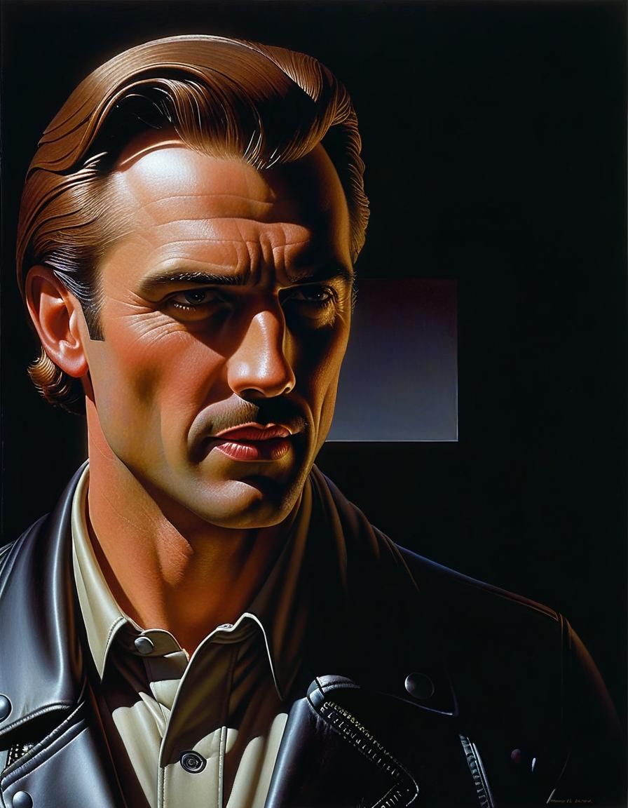 Young Man in Leather Jacket, Social Realism Art