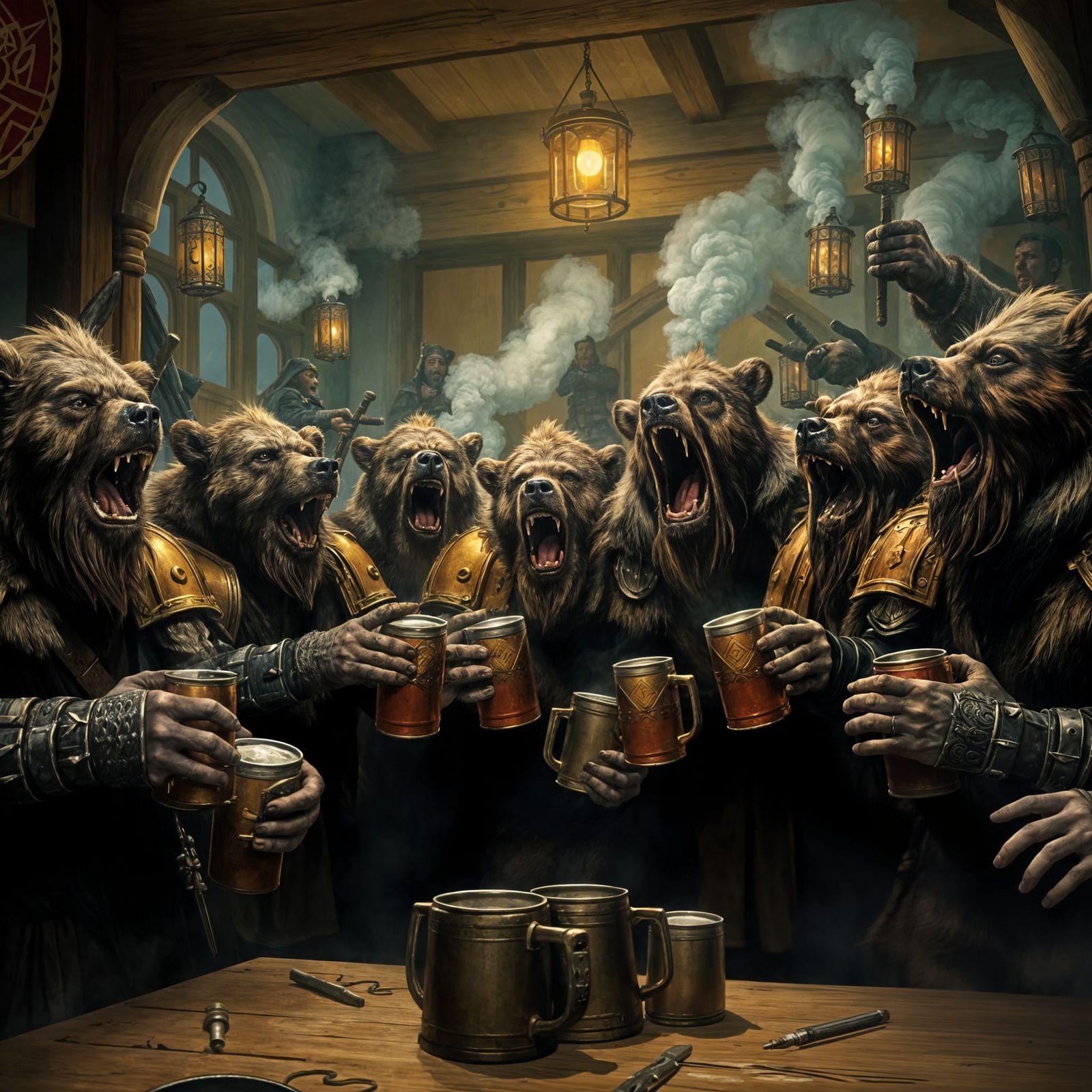 Bear people singing viking battle songs while drunk, which i...