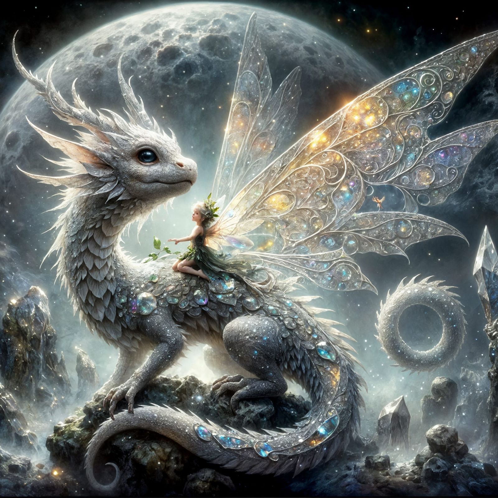 Whimsical Moonlit Scene in Late 19th Century Fantasy Style