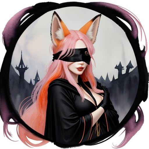 Dark Fantasy Occult Woman in Watercolor Nightmare