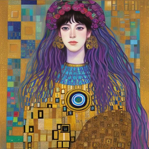 Hipster Klimt Meets Vaporwave Cubism