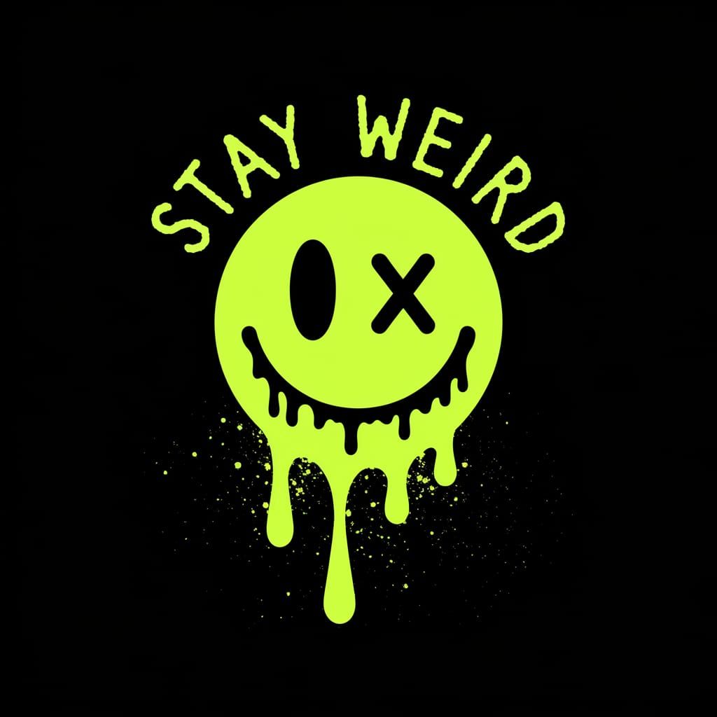 Vibrant Smiley Face Illustration with Whimsical Font