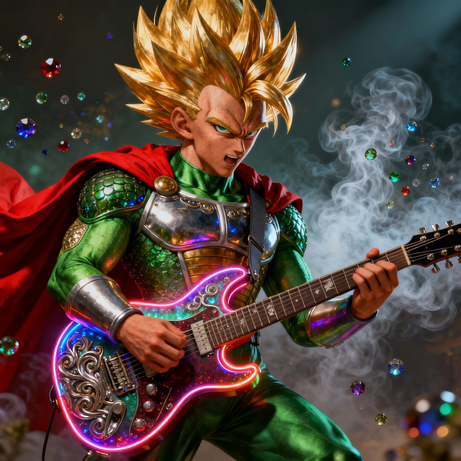 Super Saiyan Vegeta Rocks Out on Electric Guitar