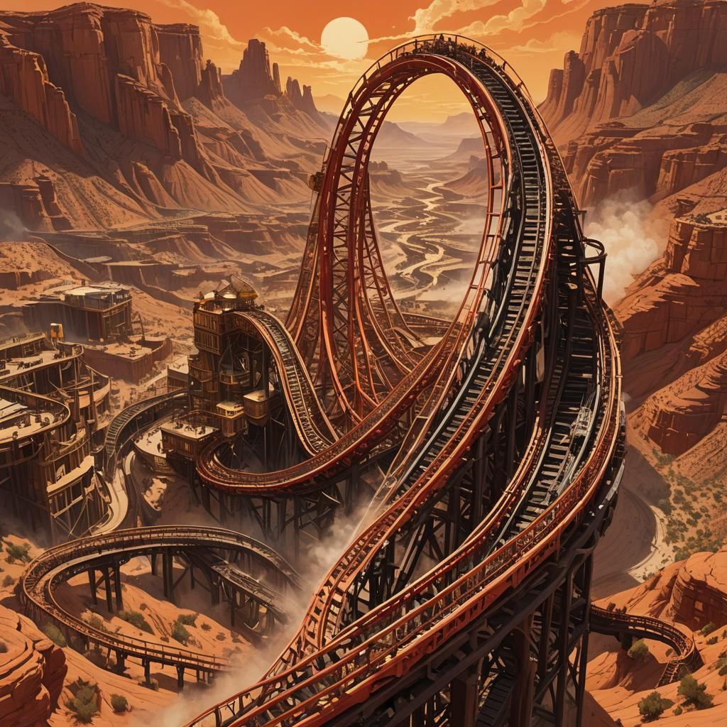 Steam-Powered Roller Coaster Thunders Through Desert Canyon
