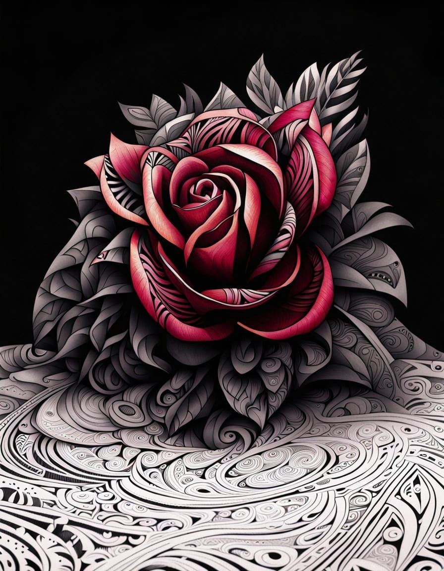 Intricate Tribal Tattoo Design with Polynesian and Native Am...