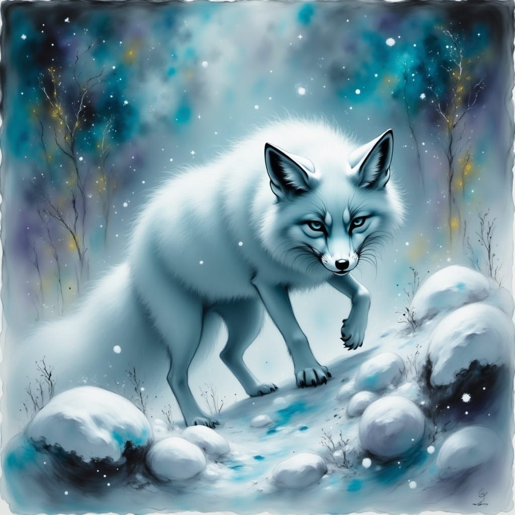 Northern Arctic Fox in a Winter Wonderland