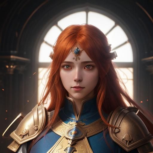 Metallic Aasimar Cleric Worshipping in Hyperdetailed Portrai...