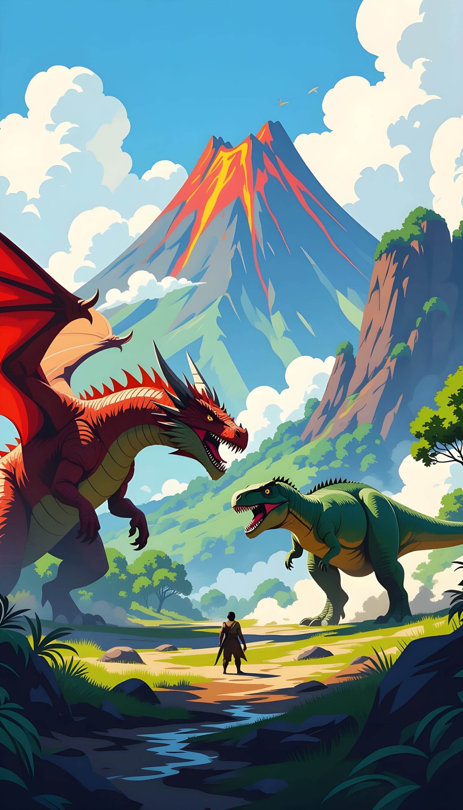 Epic Dragon vs Dinosaur Battle