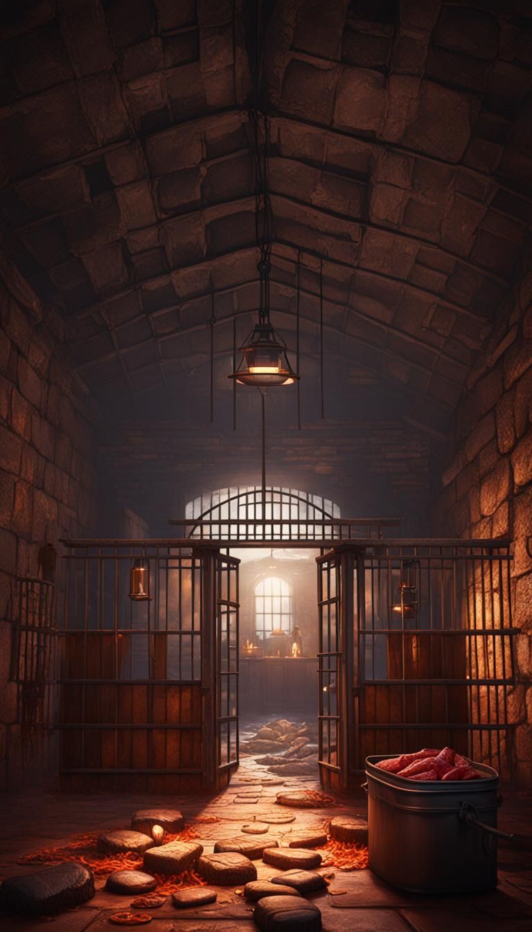 Steak Dinner in Prison Cell: Matte Painting