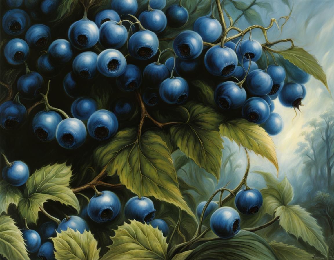 Lush Berry Bush in Luis Royo Fantasy Style