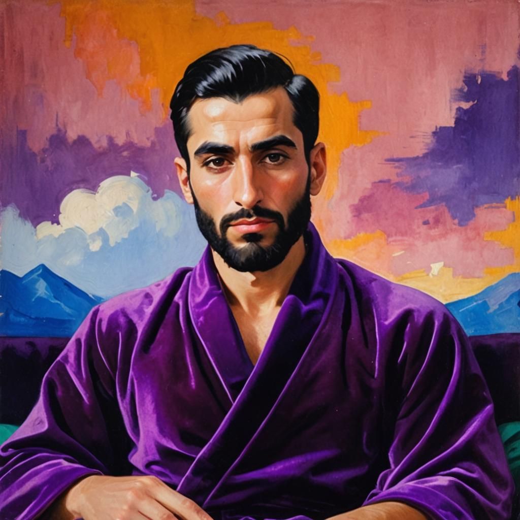 Aristocrat in Purple Robe: Impressionist Oil Painting