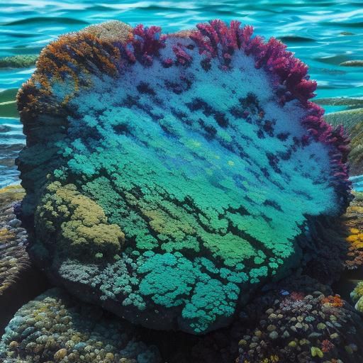 Vibrant Rock Barnacle Oil Painting with Anemones