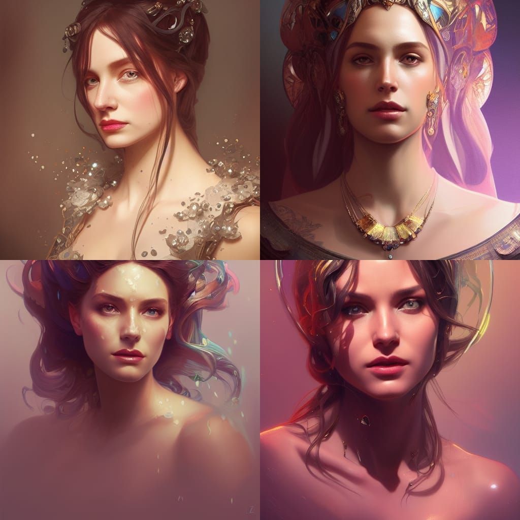 Queen Elizabeth Portrait in Art Nouveau Style