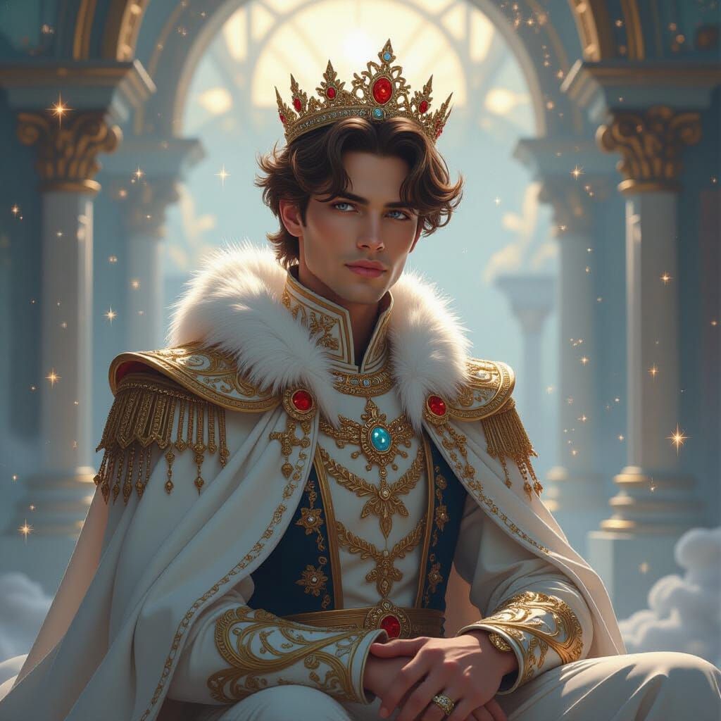 Celestial Prince Surrounded by Stardust, Digital Art