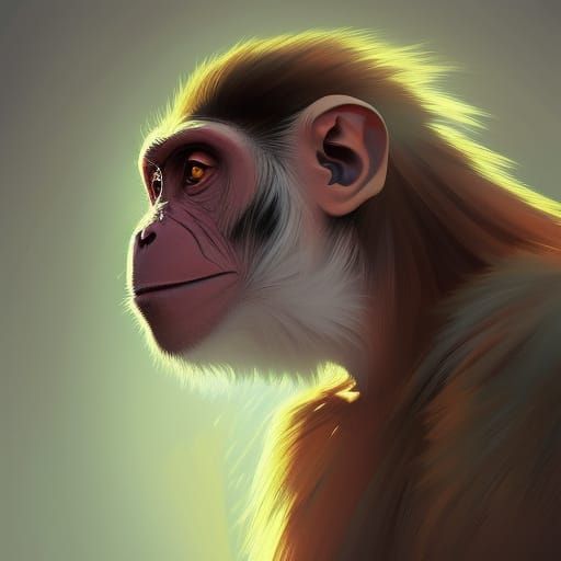 Hyperdetailed Monkey Portrait in Volumetric Lighting