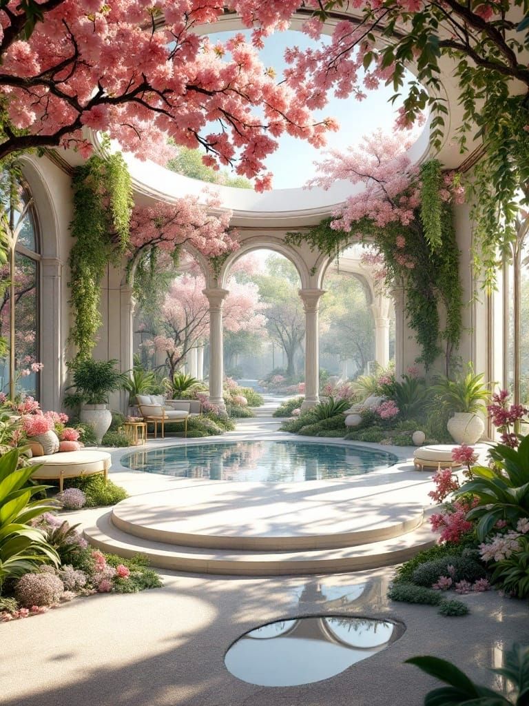 Surreal Eco-Modern Mansion Blooms in Vibrant Springtime Sple...