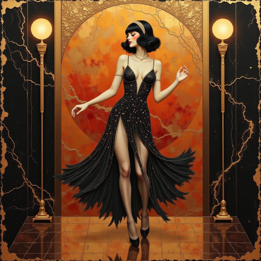 Glamorous Charleston Dancer in Art Deco Jazz Club