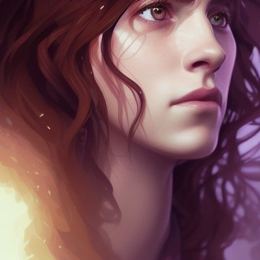 Detailed Portrait of Hermione in Art Nouveau Style