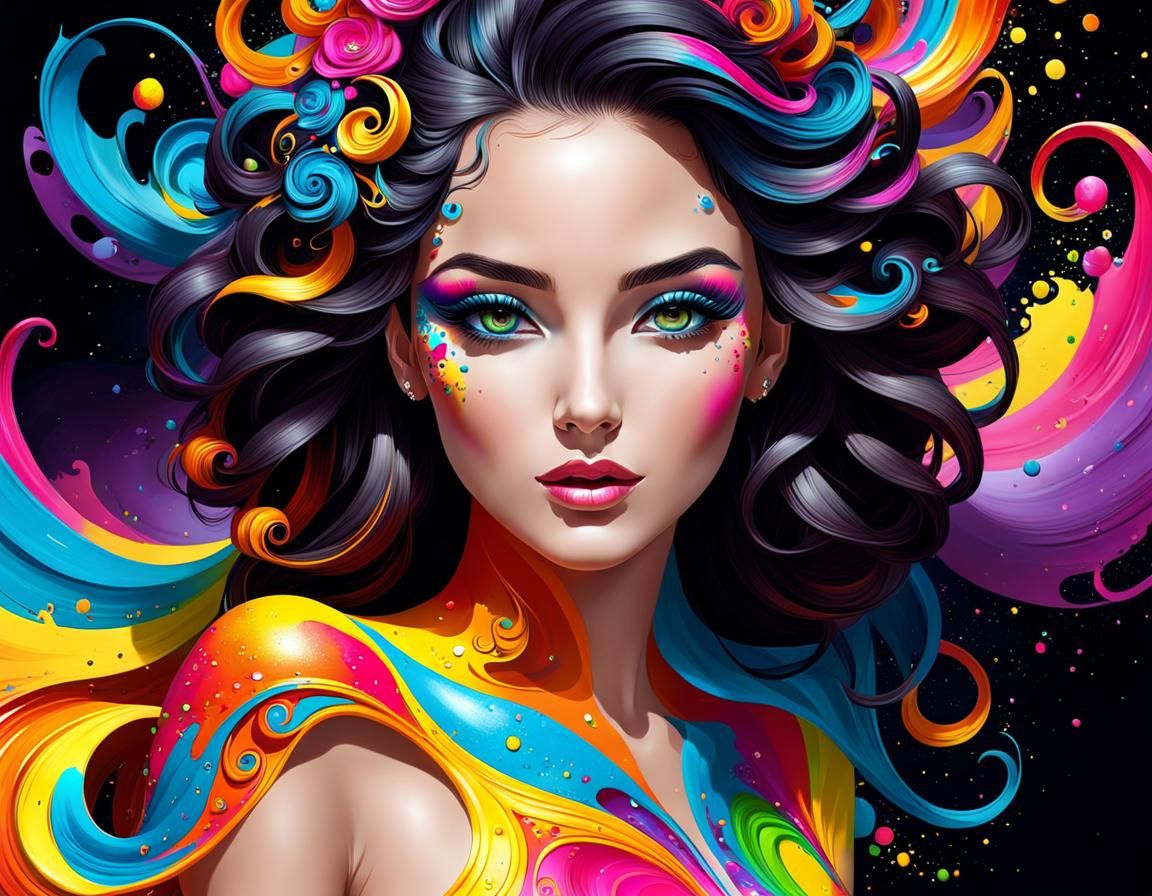 Beautiful Woman in Colorful Fantasy Art