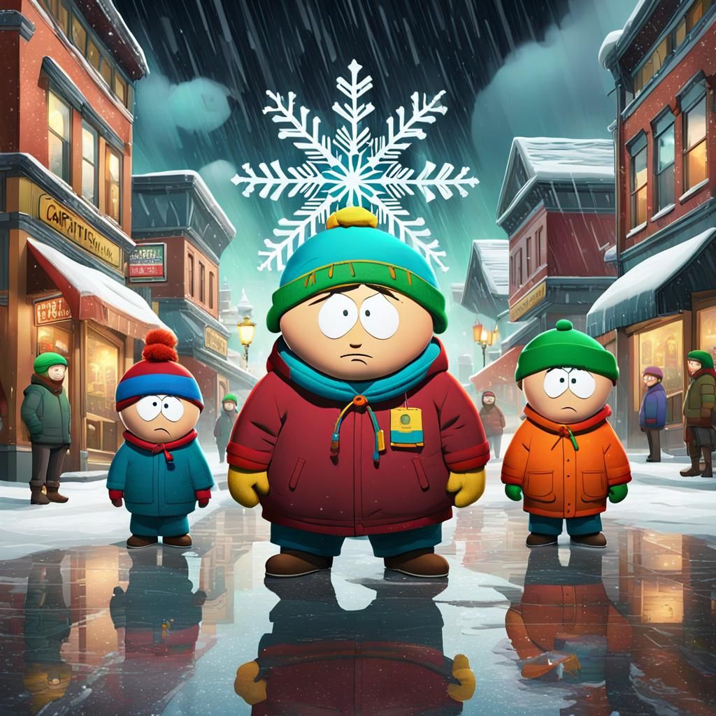 South Park Gang in Hyperrealistic Town Square
