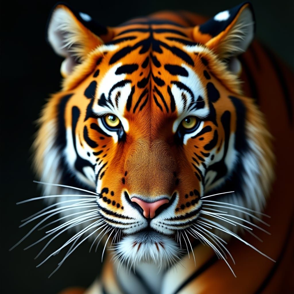 Vibrant Tiger Portrait in High-Contrast Style