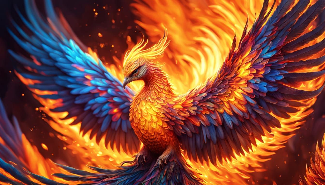 Phoenix Firelight Spreads Wings in Abstract Expressionism