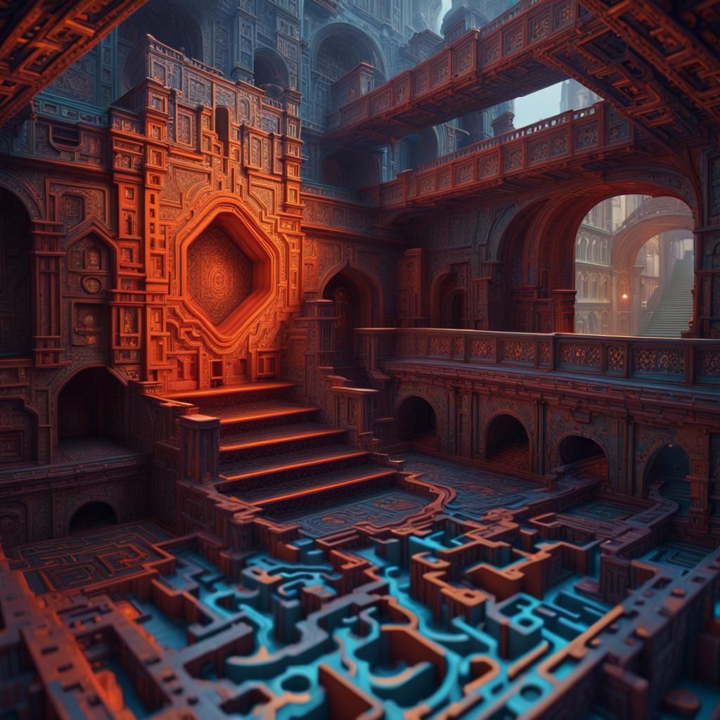 Escher-Inspired Maze of Optical Illusions