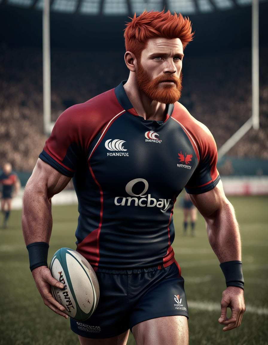 Handsome Ginger Rugby Player on the Field