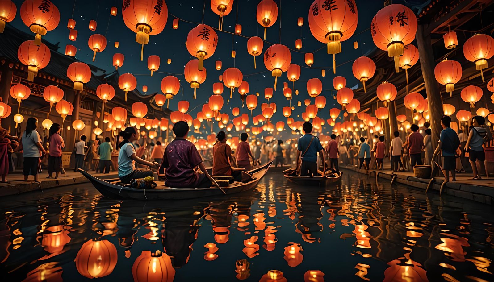 Thai Lantern Festival at Night: Realistic Photography