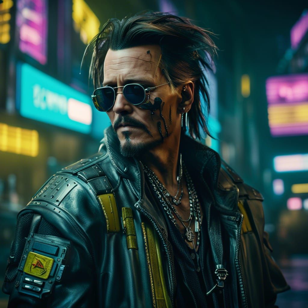 Johnny Depp as Cyberpunk Character Portrait